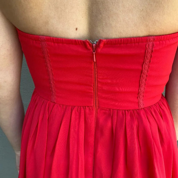 Boutique Purchased MINUET Embroidered Red Strapless Dress - size S - Picture 5 of 5